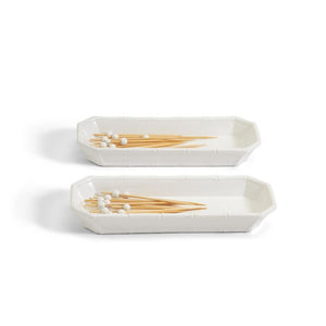 Two's Company Hampton Set of 2 Corn Dishes With Bamboo Corn Holders