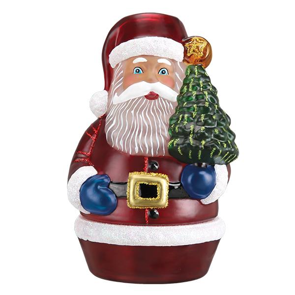 Old World Christmas Santa With Tree Candle Light
