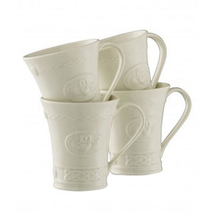 Belleek Claddagh Mug, Set Of 4, Porcelain