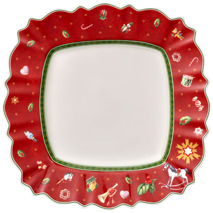 Villeroy & Boch Toy's Delight Square Dinner Plate, Red, 11"