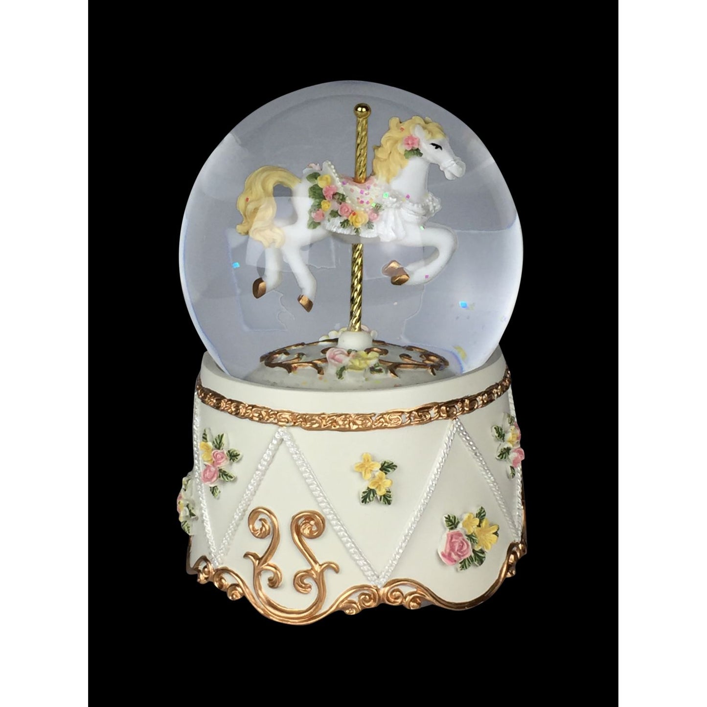 Musicbox Kingdom 3.9" Glitter Globe With Carousel Horse