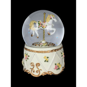 Musicbox Kingdom 3.9" Glitter Globe With Carousel Horse
