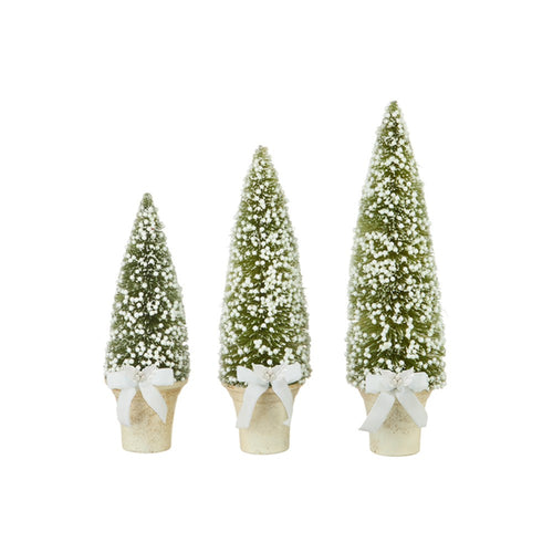 Raz Imports 2021 16-inch Potted Bottle Brush Tree with White Berries, Set of 3
