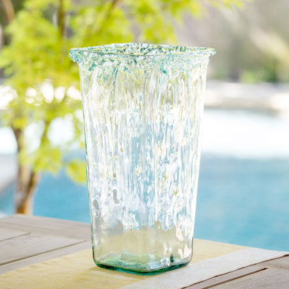 Park Hill Collection Coastal Cottage Oceana Organic Glass Square Vase, Large