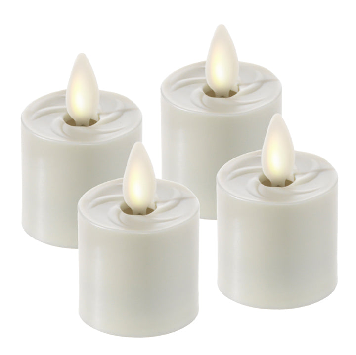 Raz 1.6" Moving Flame Rechargeable Ivory Tealights, Set of 4