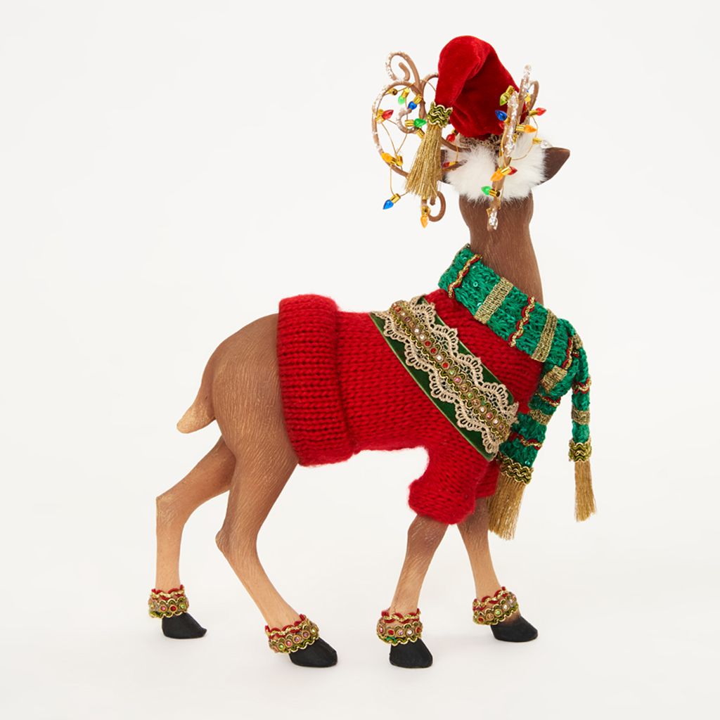 Katherine's Collection 2022 Deer with Sweater Figurine, 16" Brown Resin
