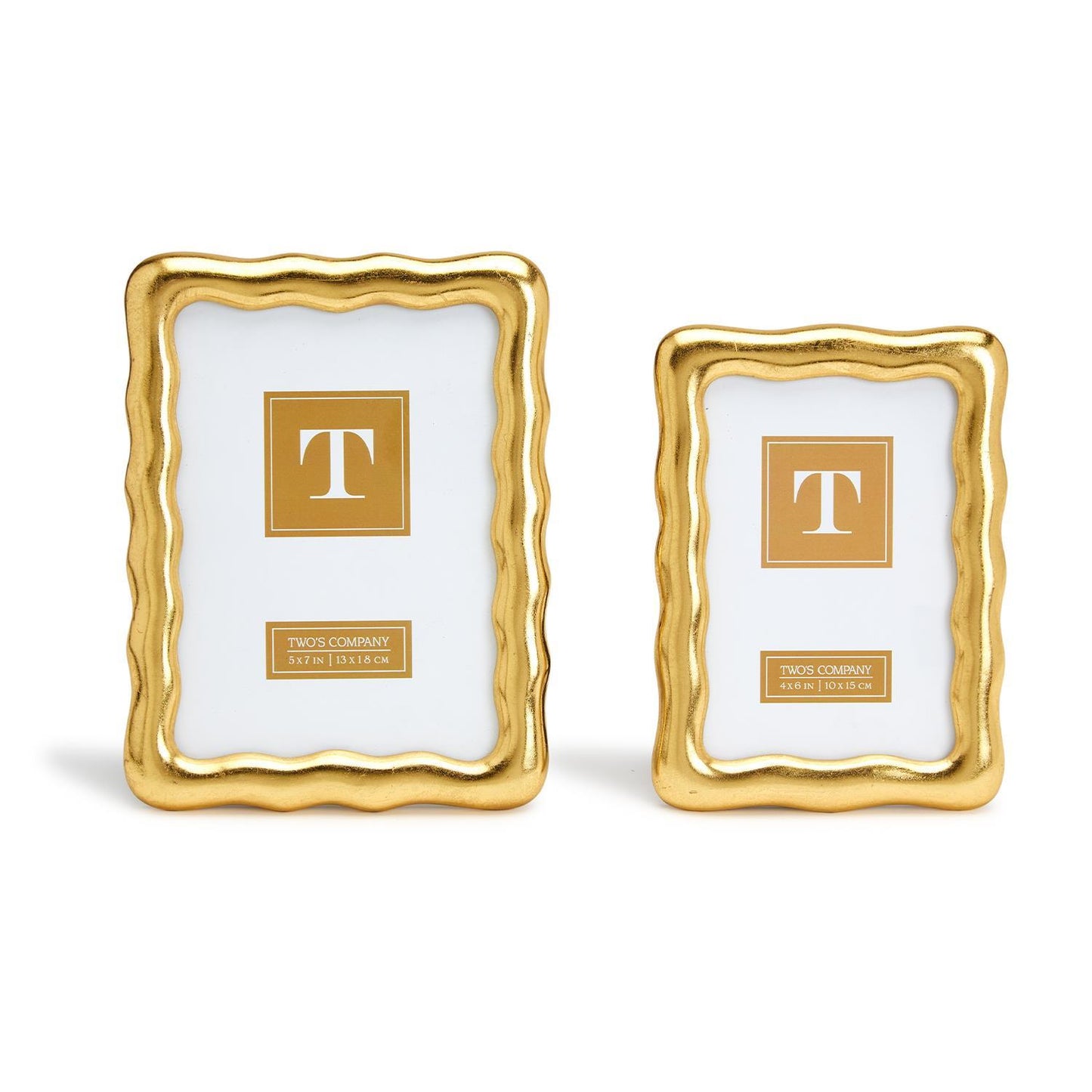 Two's Company Golden Ore Set of 2 Photo Frame in 2 Sizes: 4" X 6" & 5" X 7".