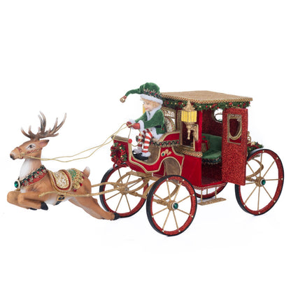 Katherine's Collection 2023 Christmas In The City Hansom Cab With Elf Driver Red