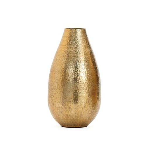 Torre & Tagus Talis Hammered Vase Short - Gold, Aluminum, 12.25"