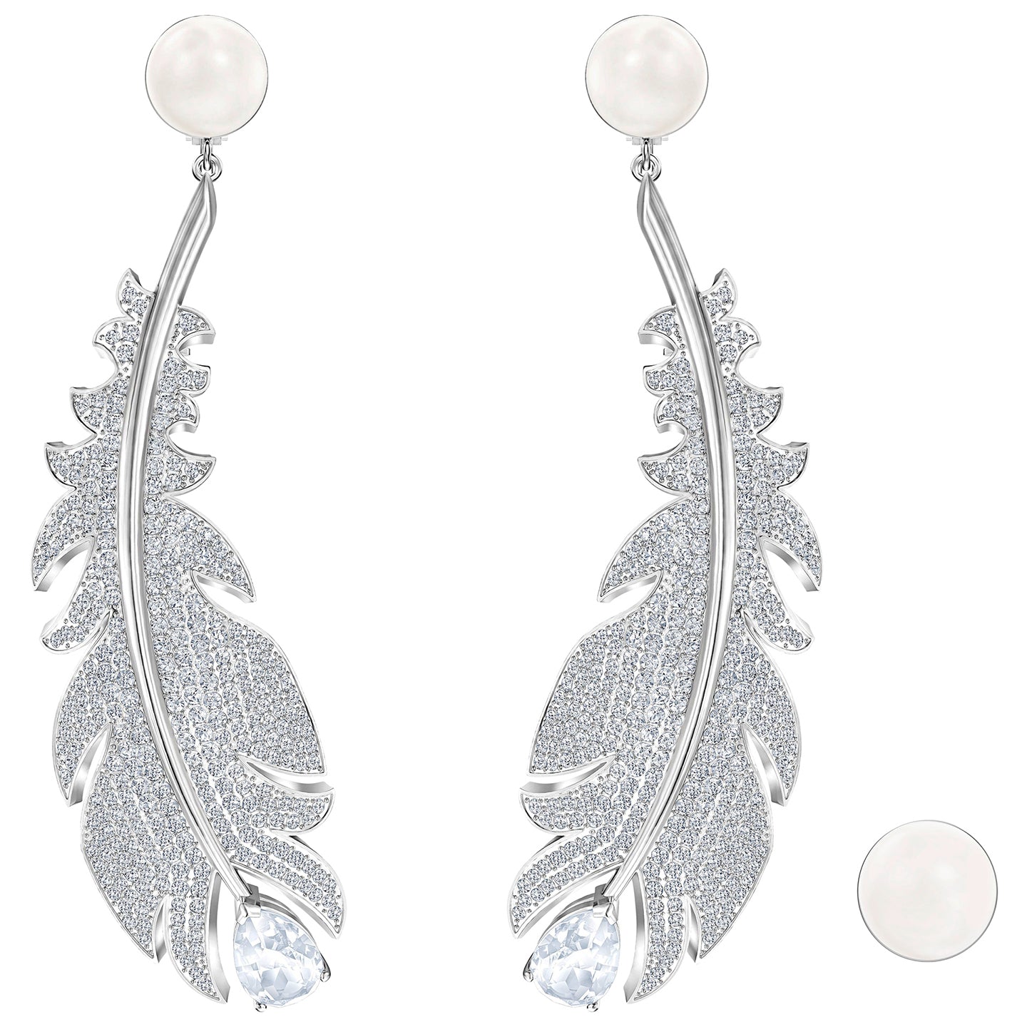 Swarovski Authentic Nice Rhodium White Crystal Clip Earrings