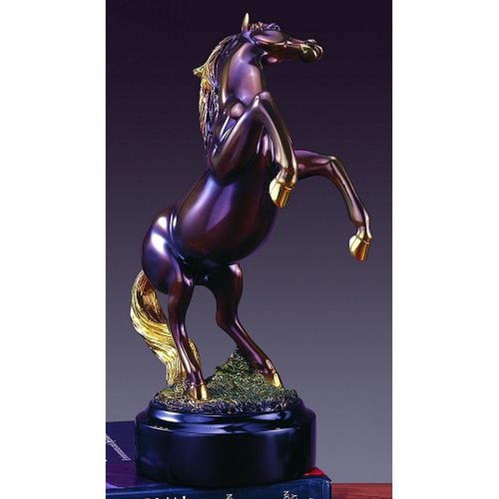 Treasure of Nature Rearing Horse Statue, Purple, Bronze Plated, 10.5" x 8"