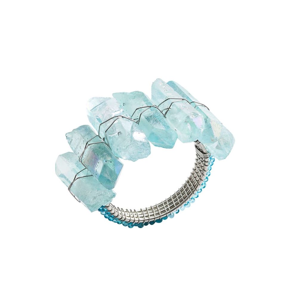 Kim Seybert Radiant Napkin Ring in Seafoam, Set of 4, Crystal/Glass