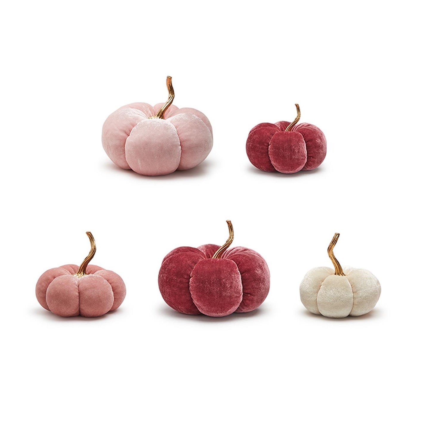 Two's Pink Hues Set Of 10 Plush Pumpkins in 2 Sizes: 8" & 5 3/4" In 4 Colors