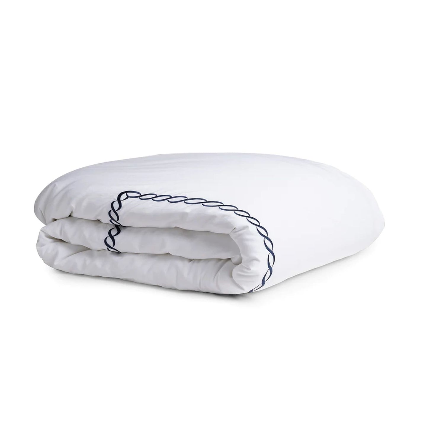 Kassatex Cable Embroidered Percale Duvet Navy