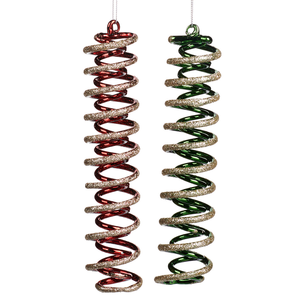 Glass Open Helix IciClub Ornament Red/Green/Gold 20Cm, Set Of 2, Assortment