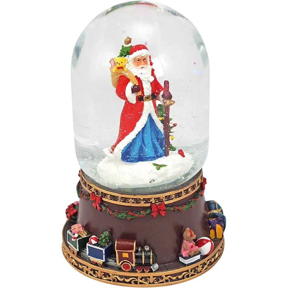 Musicbox Kingdom 4.7" Snow Dome Santa With Walking Stick