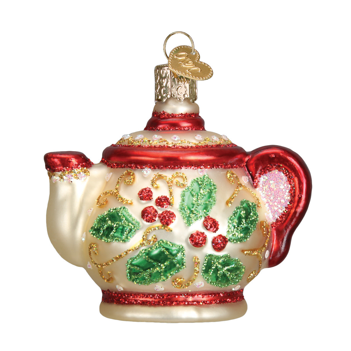 Old World Christmas Ornament Holly Teapot Ornament