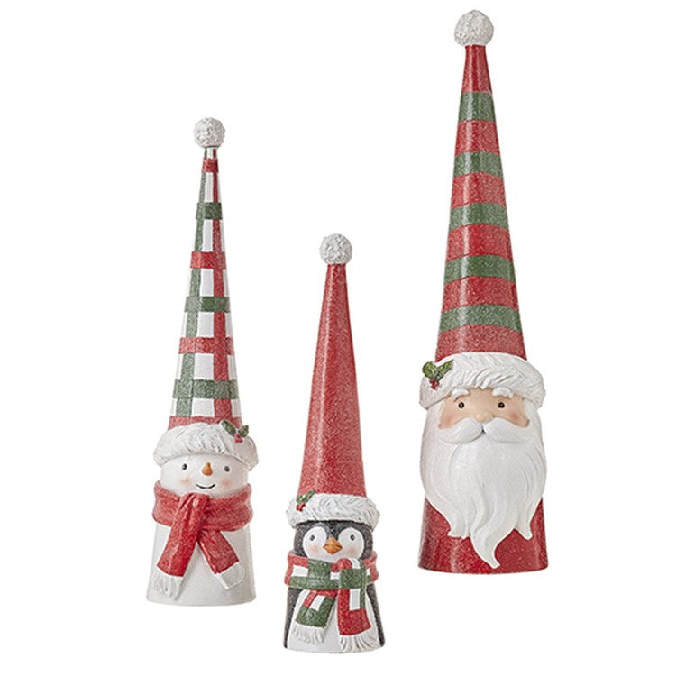 Raz Imports 2022 North Pole Friends 15.75" Cone Character, Set of 3