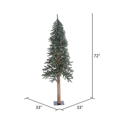 Vickerman 6' Natural Bark Alpine Christmas Tree, Warm White LED Lights
