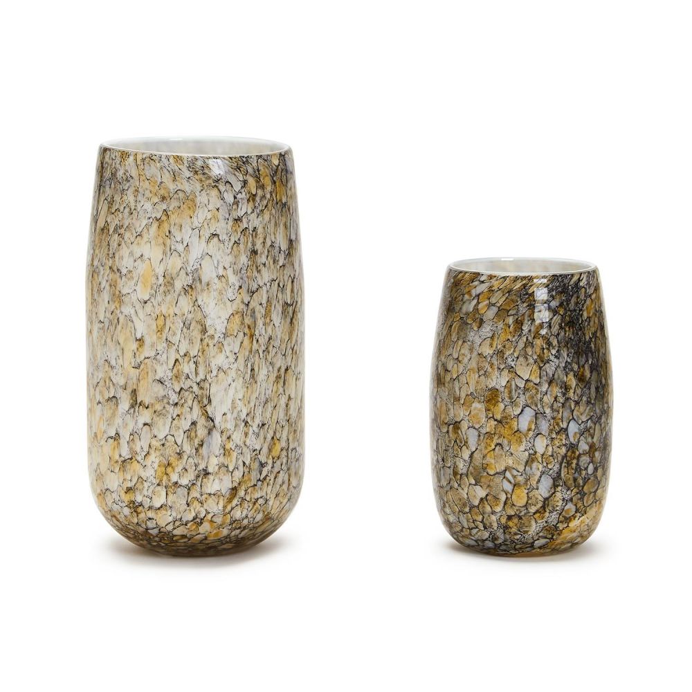 Two's Company Murano Speckled Set of 2 Vases - Hand-Blown Glass