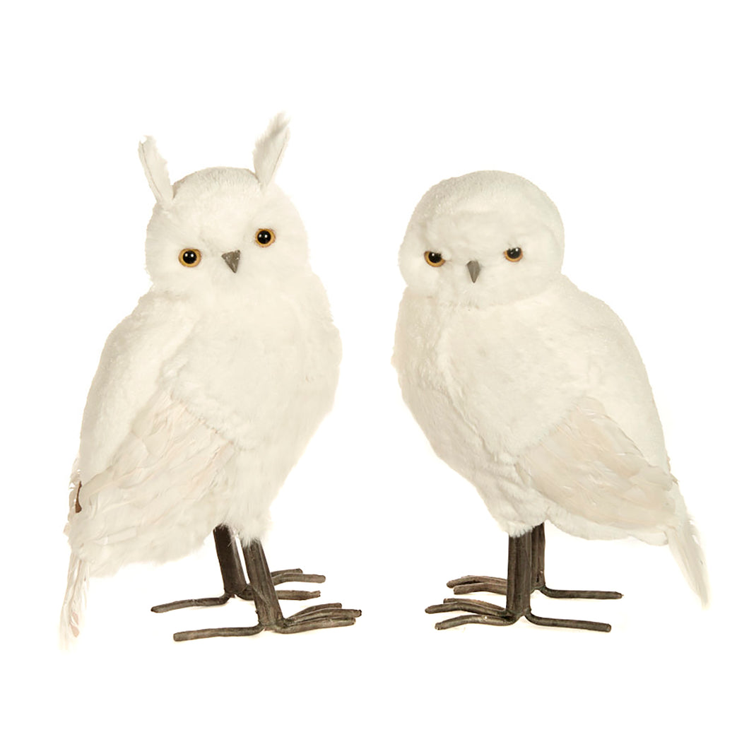 Goodwill Furry Ice Glittered Owl Two-tone White/Cream 54Cm, Set Of 2, Assortment