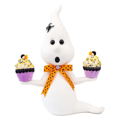 December Diamonds Trick Or Treat - 18" Ghost With Purple Cupcakes Figurine