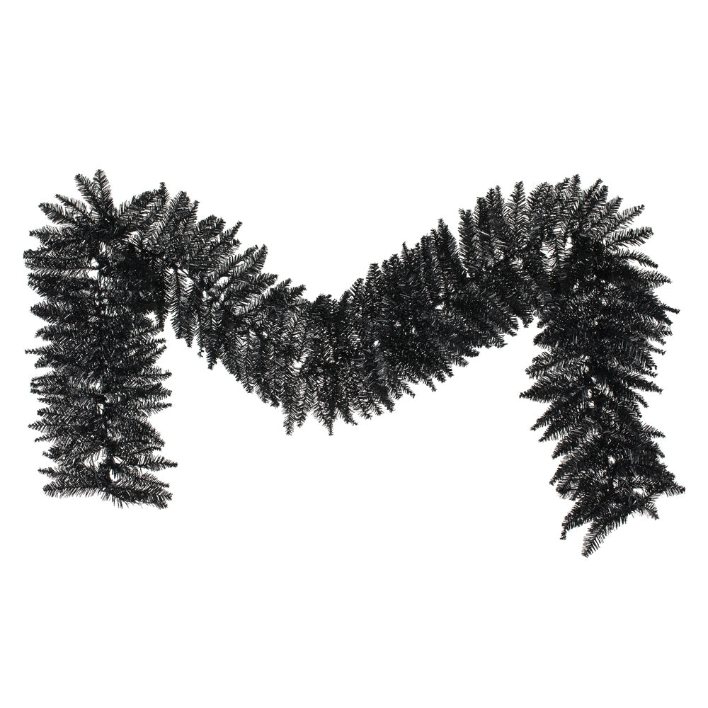 Vickerman 9' Black Fir Artificial Christmas Garland, Unlit, PVC