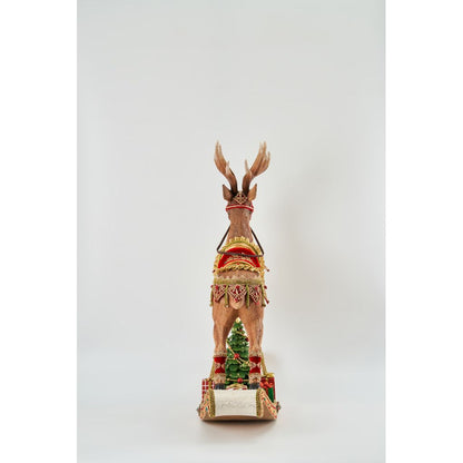 Katherine's Collection 2022 All The Trimmings Rocking Reindeer Figurine, 30.25" Brown