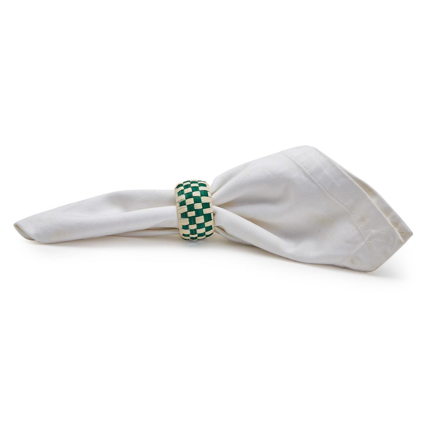 Two's Company Woven Garden Set Of 4 Napkin Rings - Raffia/Cane/Plastic