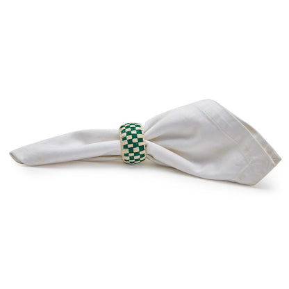 Two's Company Woven Garden Set Of 4 Napkin Rings - Raffia/Cane/Plastic