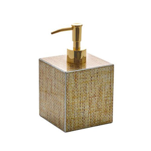 Kim Seybert Angkor Brown & Gold Soap Dispenser, MDF, 3.5" x 3" x 6.5"