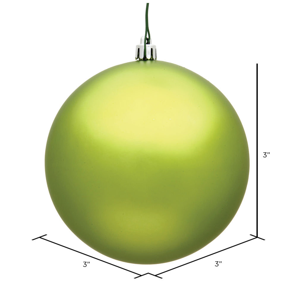 Vickerman 3" Lime Matte Ball Ornament, 12 per Bag, Plastic