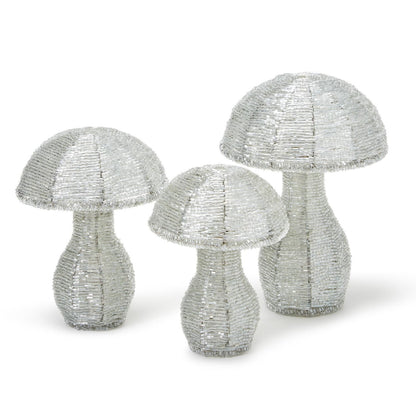 Two's Company Forest Belle Set Of 3 Hand-Crafted Beaded Mushrooms