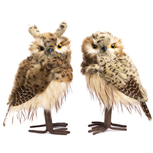 Goodwill Furry Spotted Owl Two-tone Brown/Cream, Set Of 2, Assortment