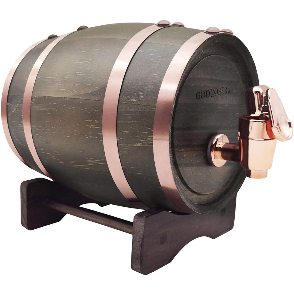 Godinger Wood Barrel Dispenser Walnut/Copper