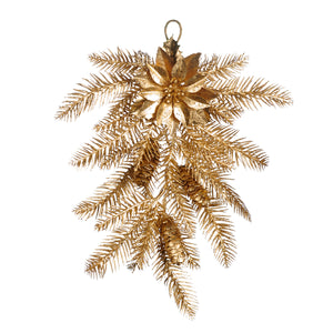 Goodwill Poinsettia/Pine/Pinecone Teardrop Ornament Gold 35Cm