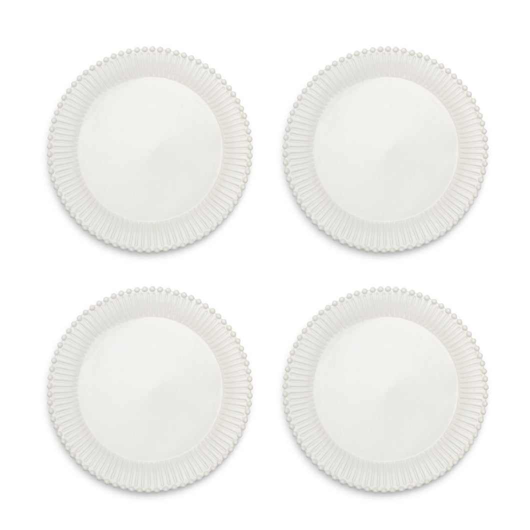 Two's Company Heirloom Set of 4 Pearl Edge Dinner Plates
