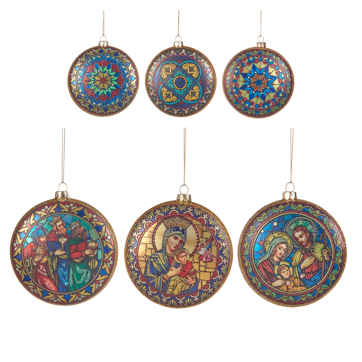 Glass Religious Nativity Holy Family Ornament Red/Blue 10Cm, Set/3, Assortment