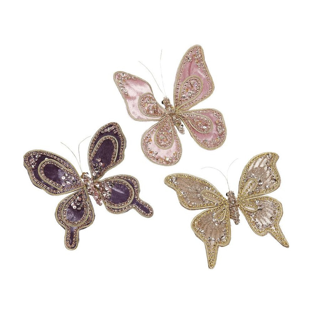 Mark Roberts 2020 Sparkling Butterfly Ornament, Assortment of 3, 6 inches