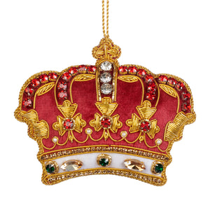 Goodwill Embroidered Jewel Crown Ornament Red/Gold 16Cm
