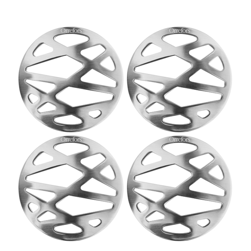 Orrefors City Coasters, Set of 4, Stainless Steel, Silver
