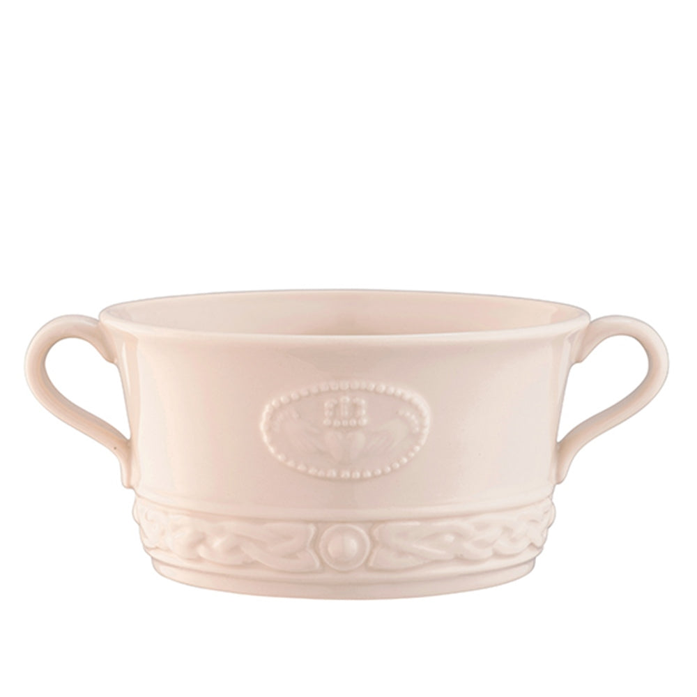 Belleek Claddagh Handled Soup Bowl, Porcelain