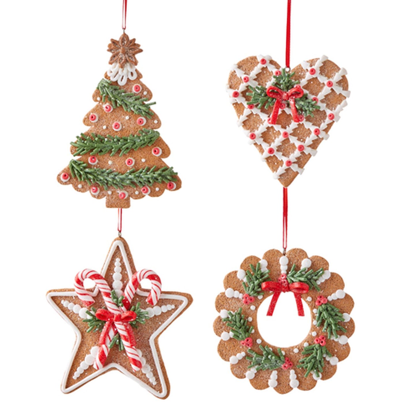 Raz Imports Holiday Spice 5" Holiday Gingerbread Ornament, Asst of 4