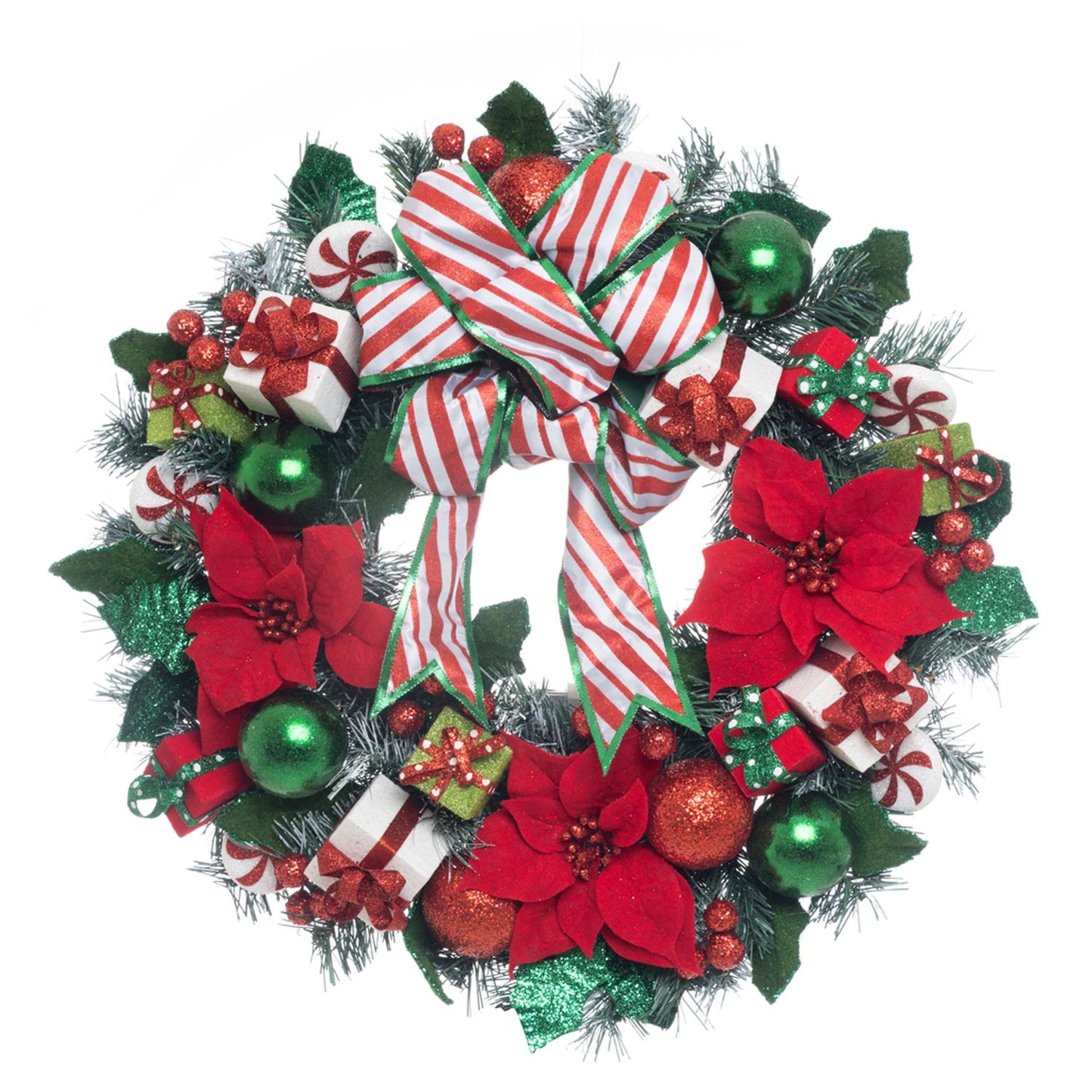 Katherine's Collection 2023 Peppermint Palace Wreath, 28 Ã— 8 Ã— 28 in, Green Polyester