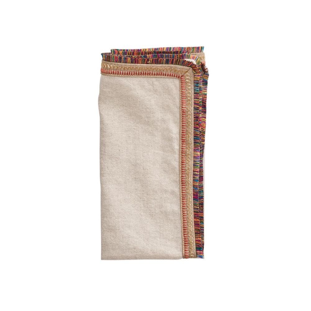 Kim Seybert Spectrum Napkin in Natural & Multicolor, Set of 4, Cotton, 21" x 21"