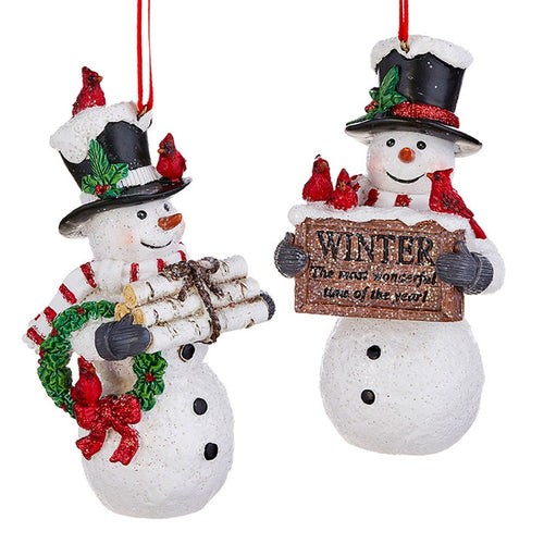 Raz Imports 2020 Mister Snowman 5-Inch Snowman Ornament, Assortment of 2