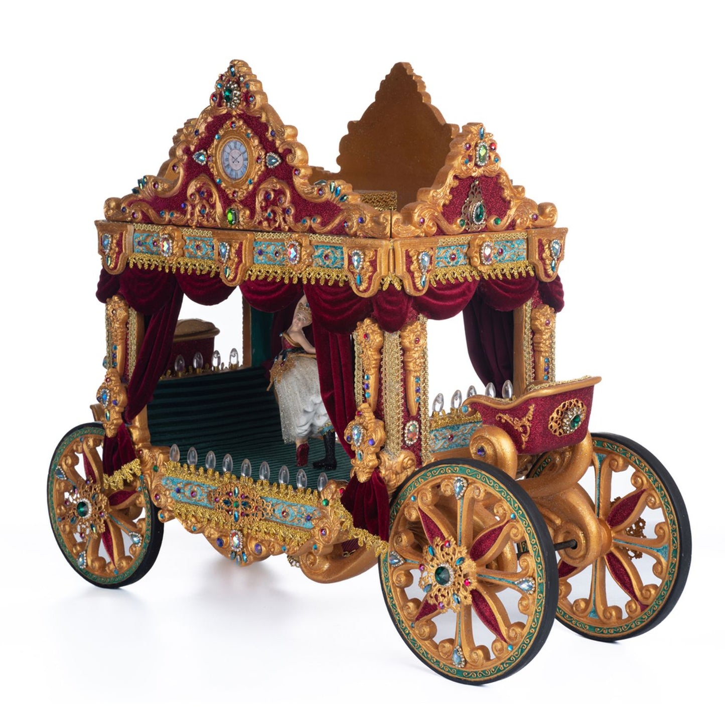 Katherine's Collection Nutcracker Stage Carriage, 24x9.75x19 Inches, Red/Gold Resin