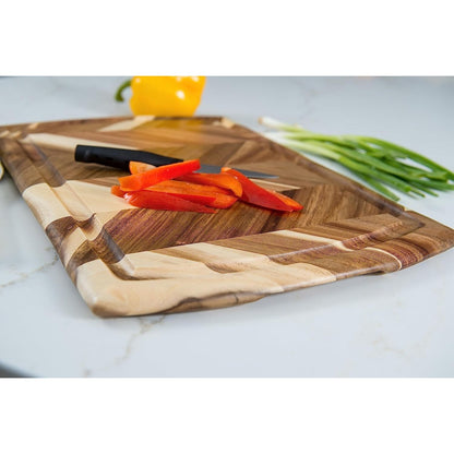 Lipper International Acacia Herringbone Cutting / Serve Board