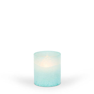Gerson Company 3.5"D X 4"H Hand-Poured Wax Candle In Blue Frosted Glass Candle