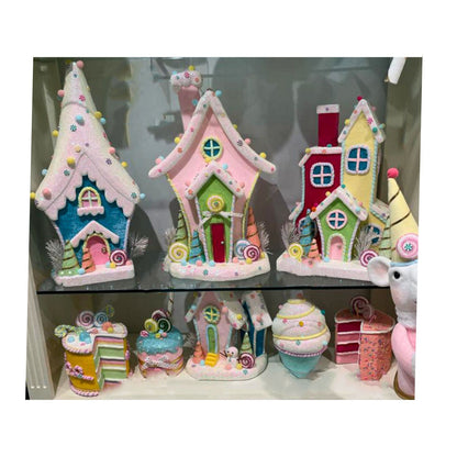 December Diamonds Snow Cream Shoppe 20" Candy Triple House Figurine